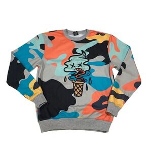 Screenshot Mens Camo Ice Cream Cone Embroidered Sweatshirt Multi Color Small